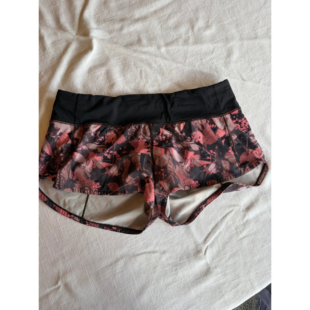 Lululemon Speed Up Low-Rise Lined Shorts Pink Black Abstract Floral Size 6